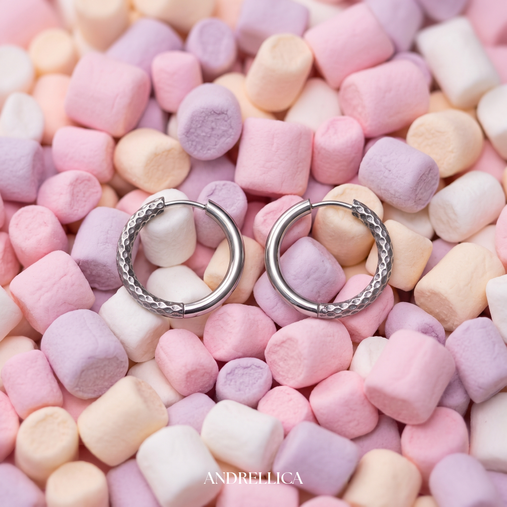Pattern Hoops White Gold